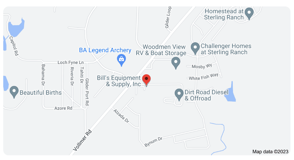 Map showing Bill's RV & Storage location